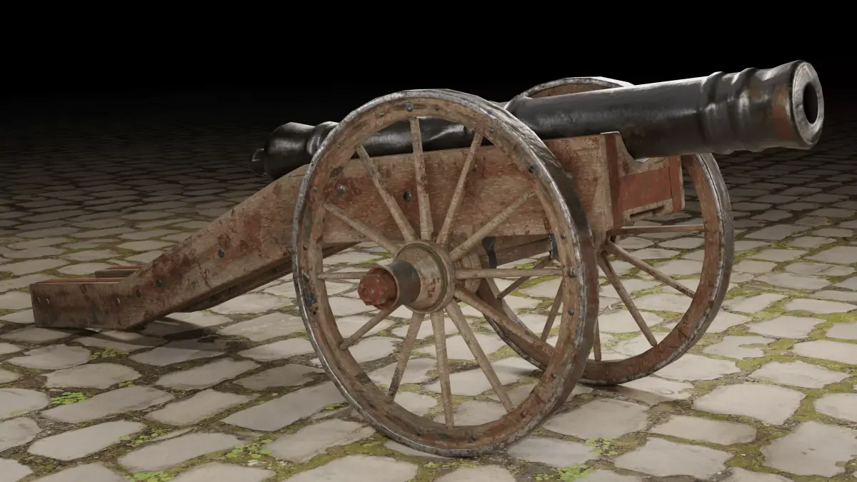 Old cannon Low-poly 3D model buy