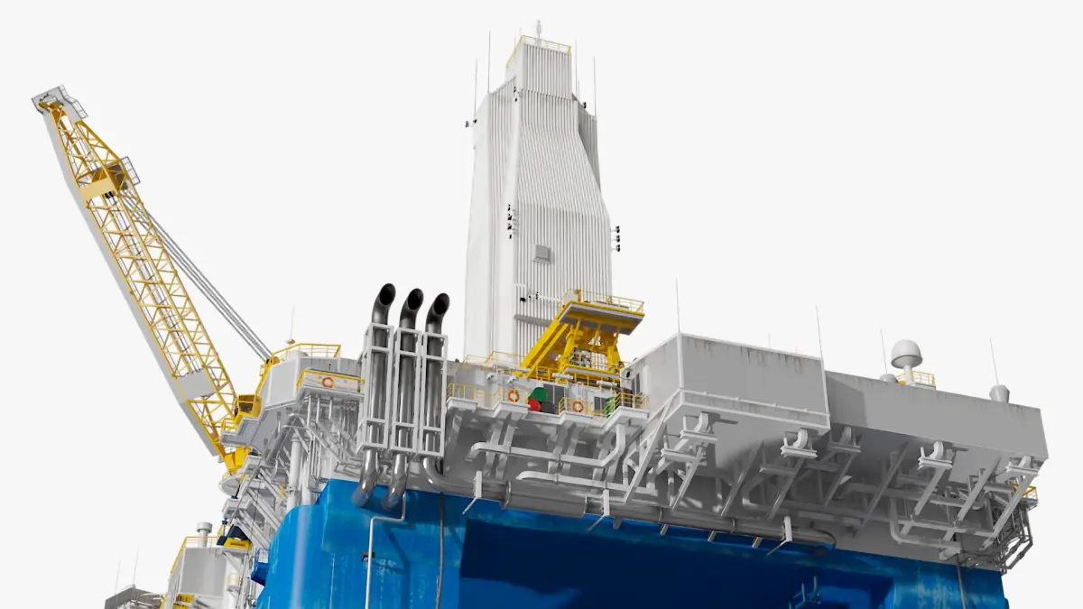 Semi-Submersible Offshore Oil Rig Platform Rigged  purchase 3D model