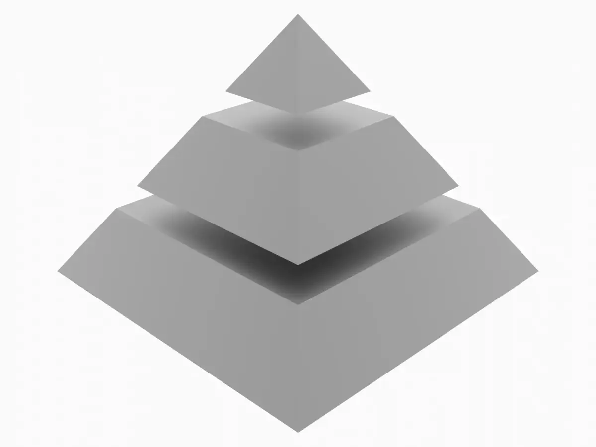 Pyramid Separated into 3 Parts Low-poly 3D model