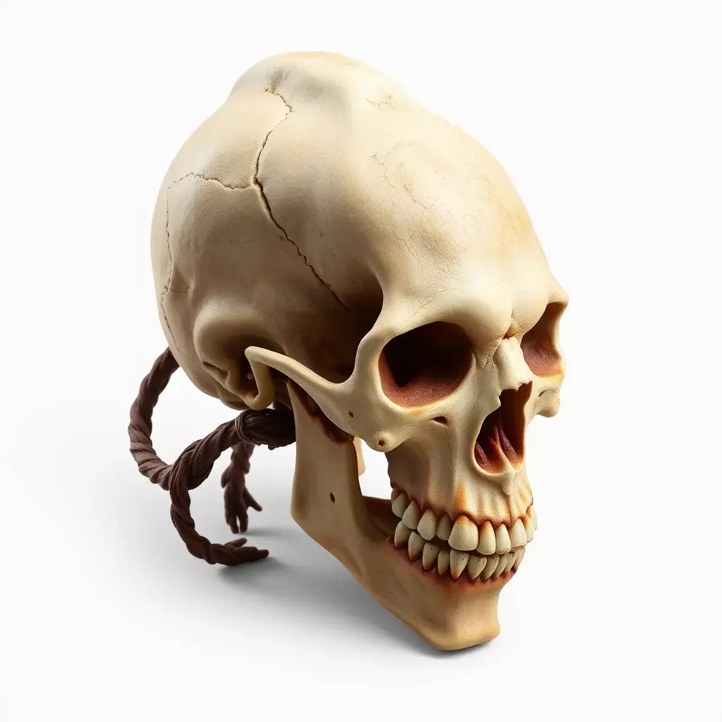 Stylized Elongated Skull with Rope Low-poly 3D model purchase