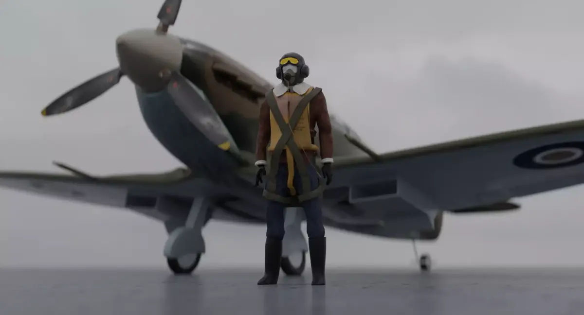 World War 2 Spitfire With Pilot Low-poly 3D model
