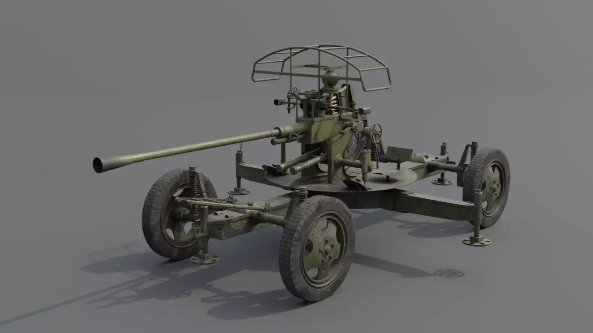 37 mm automatic air defense gun M1939 61-K Low-poly 3D model