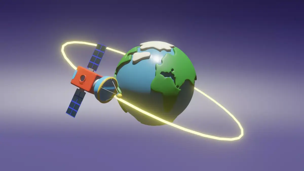 Earth and satellite Low-poly 3D model