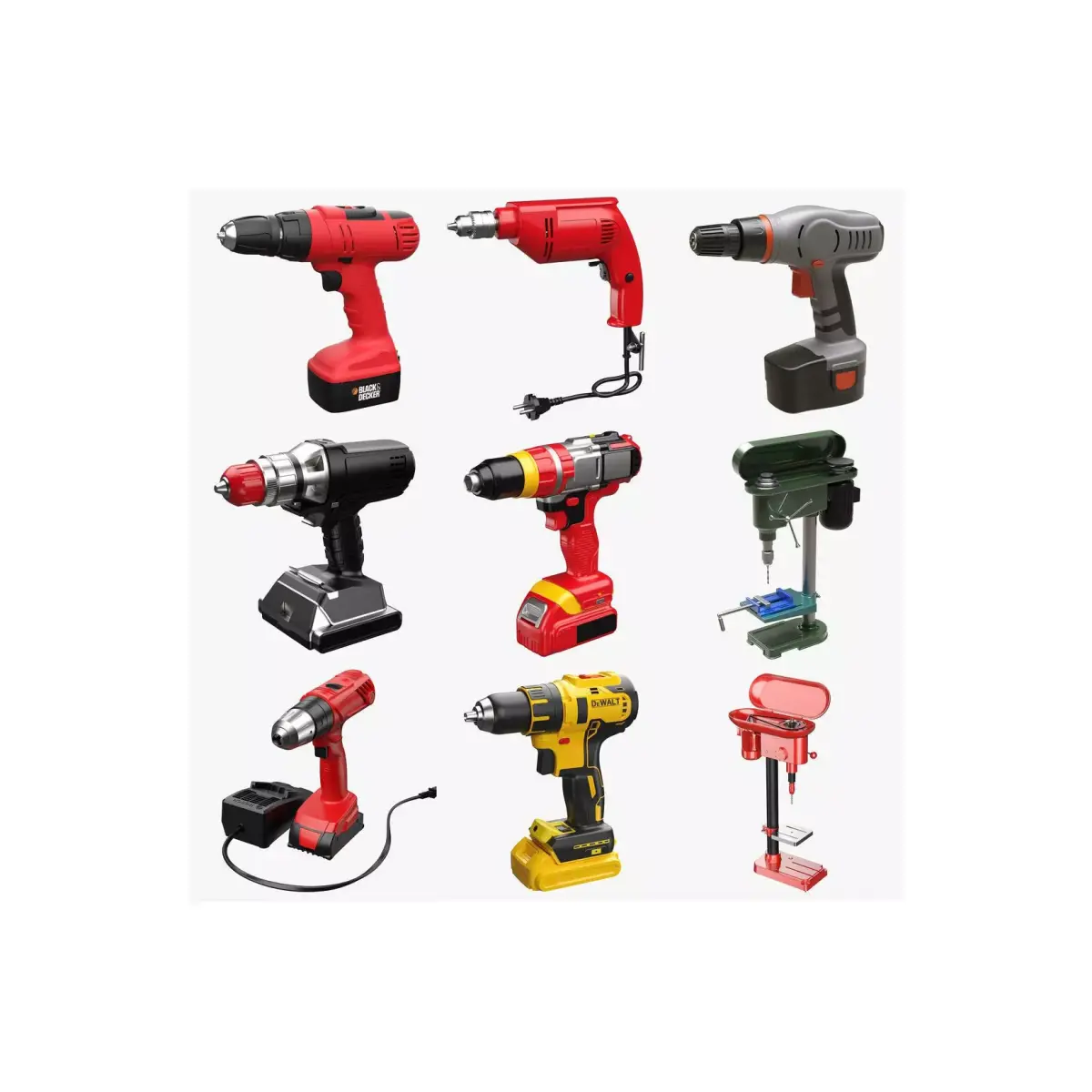 Hand Drill Collection II 9 in 1 3D Model Pack