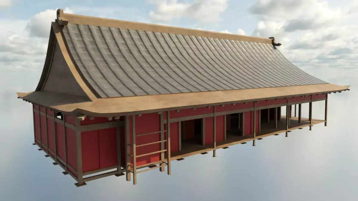 Modular Asian Building Low-poly 3D model