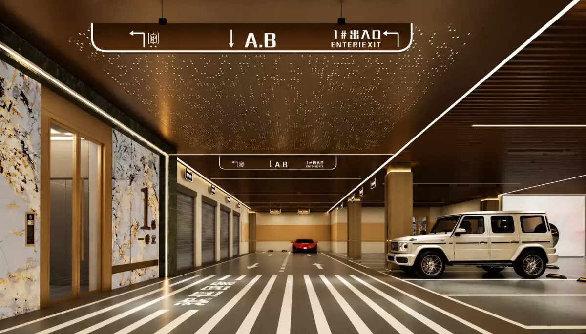 Luxury Underground Parking Garage Interior 3D model