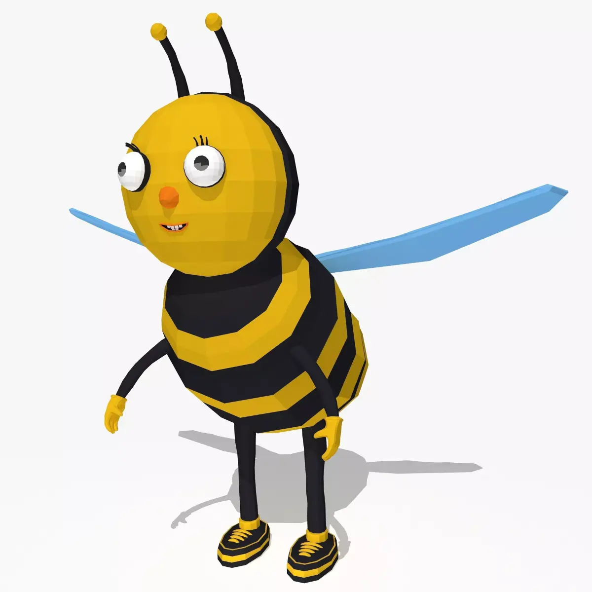 Cartoon Bee in Low Poly Style Low-poly 3D model
