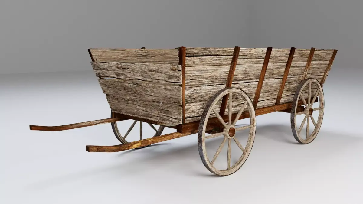 Wooden Cart 3D model 5