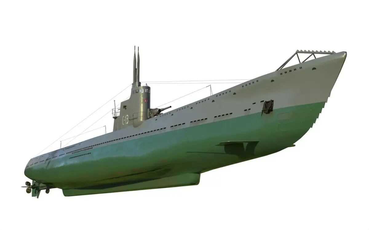 Soviet submarine S-13 Stalinets class submarine Low-poly 3D model