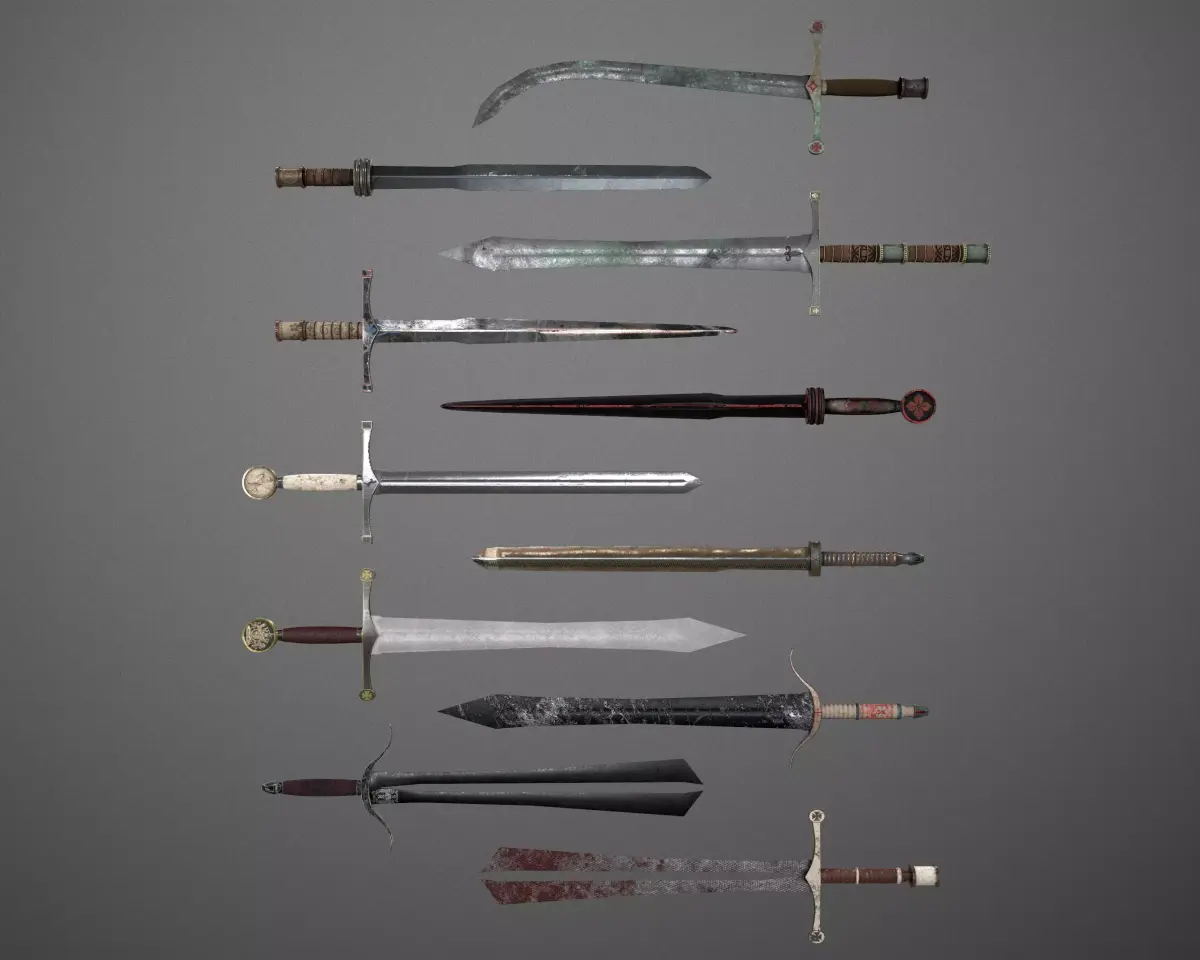 Fantasy Swords - 11 Pack - Set 001 Low-poly 3D model