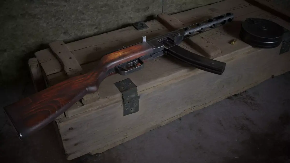 PPSh-41 soviet submachine gun PBR lowpoly 3d model Low-poly 3D model