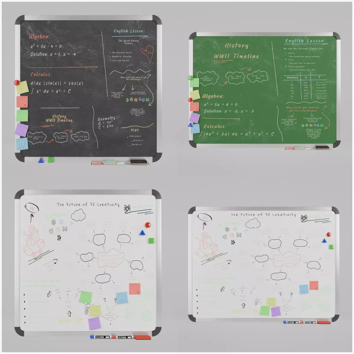 Metal-Framed Essentials - Customizable Writing Board Set 3D Model Pack