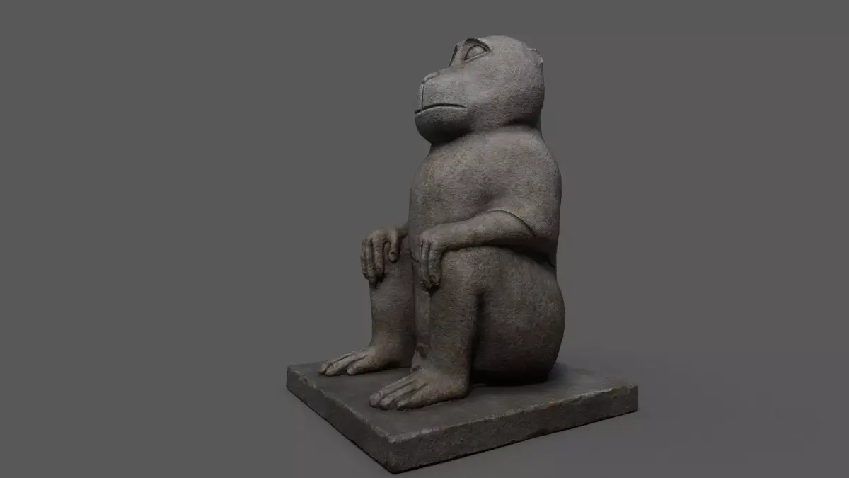 Baboon Statue Low-poly 3D model
