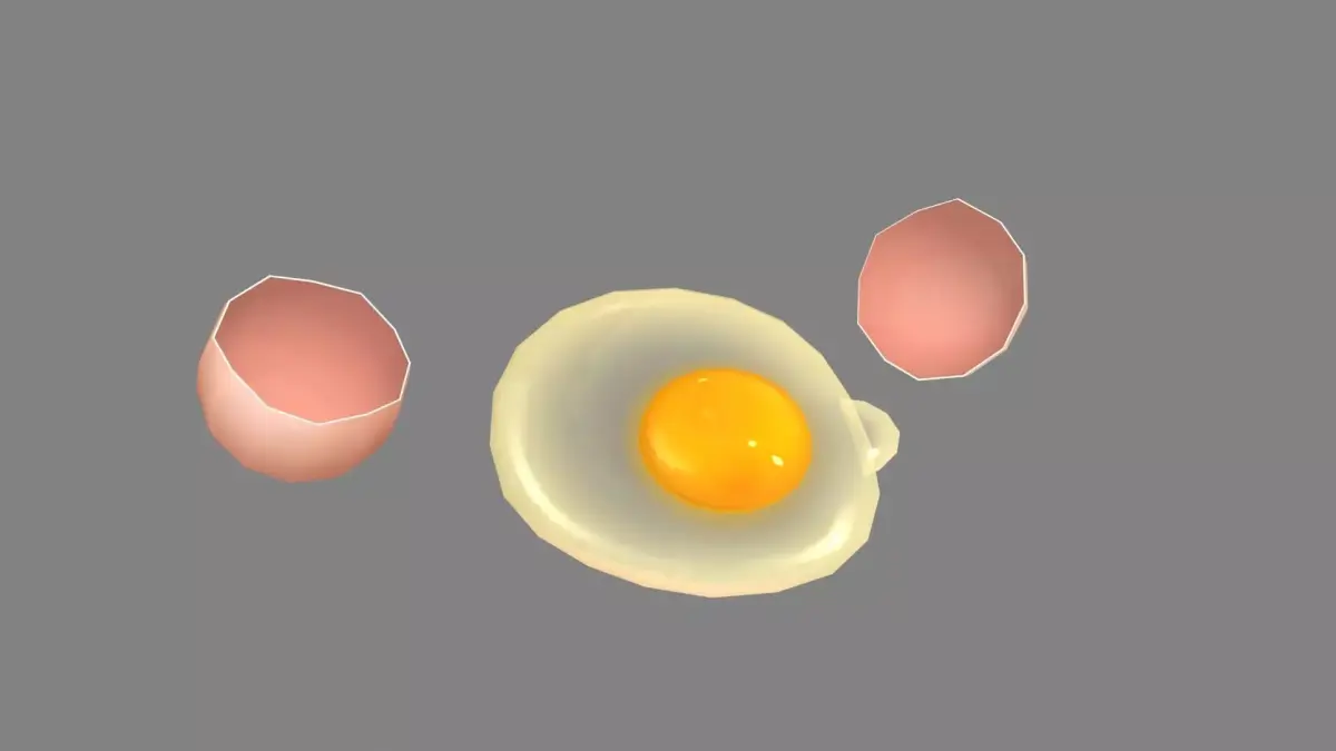 Cartoon egg liquid - egg yolk - broken egg - eggshell Low-poly 3D model