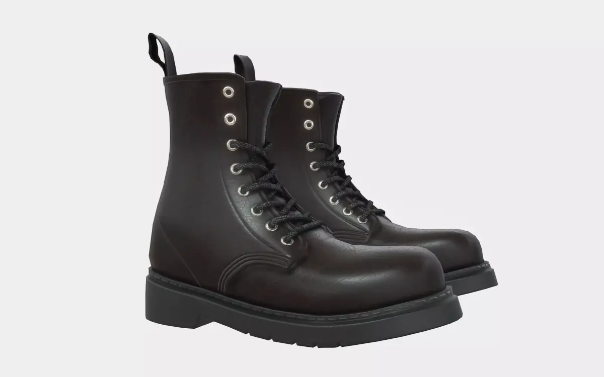 Black Leather Ankle Boots Low-poly 3D model