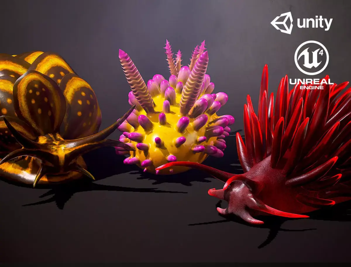 Sea Slugs Pack - Game Ready Low-poly 3D model Low-poly 3D model