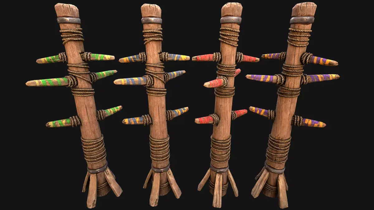 Medieval Wooden Fighting Dummy Furniture Training Camp Low-poly 3D model