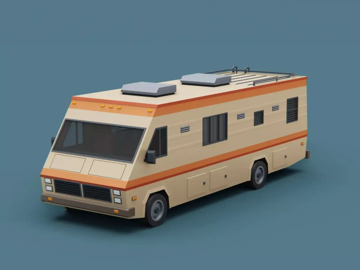 Stylized Motorhome Classic  80s Low-poly 3D model
