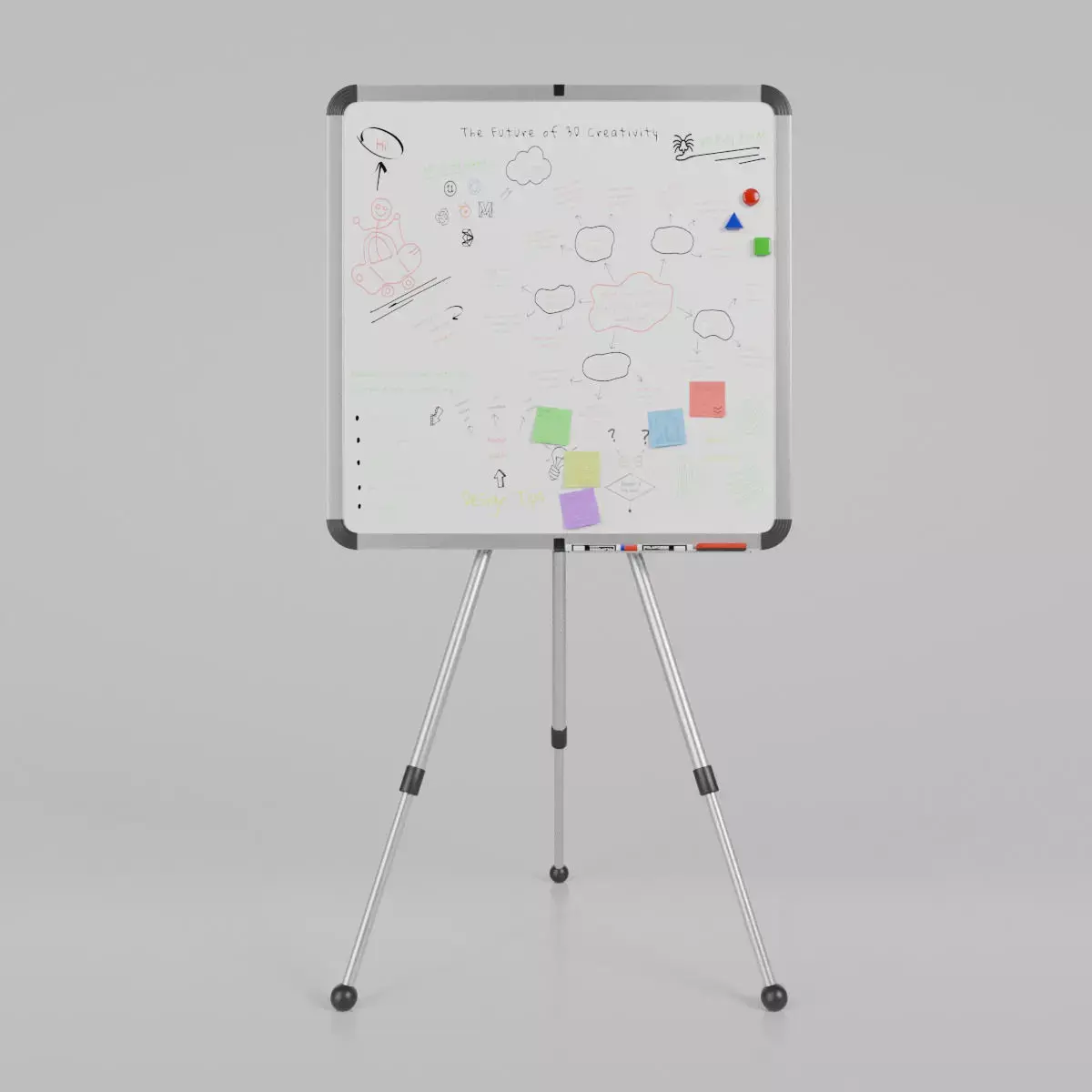 Customizable Metal Whiteboard with Stand - Square Writing Board Low-poly 3D model