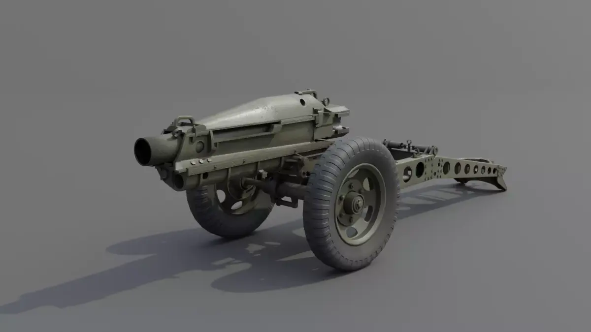 75mm pack howitzer M1A1 Low-poly 3D model