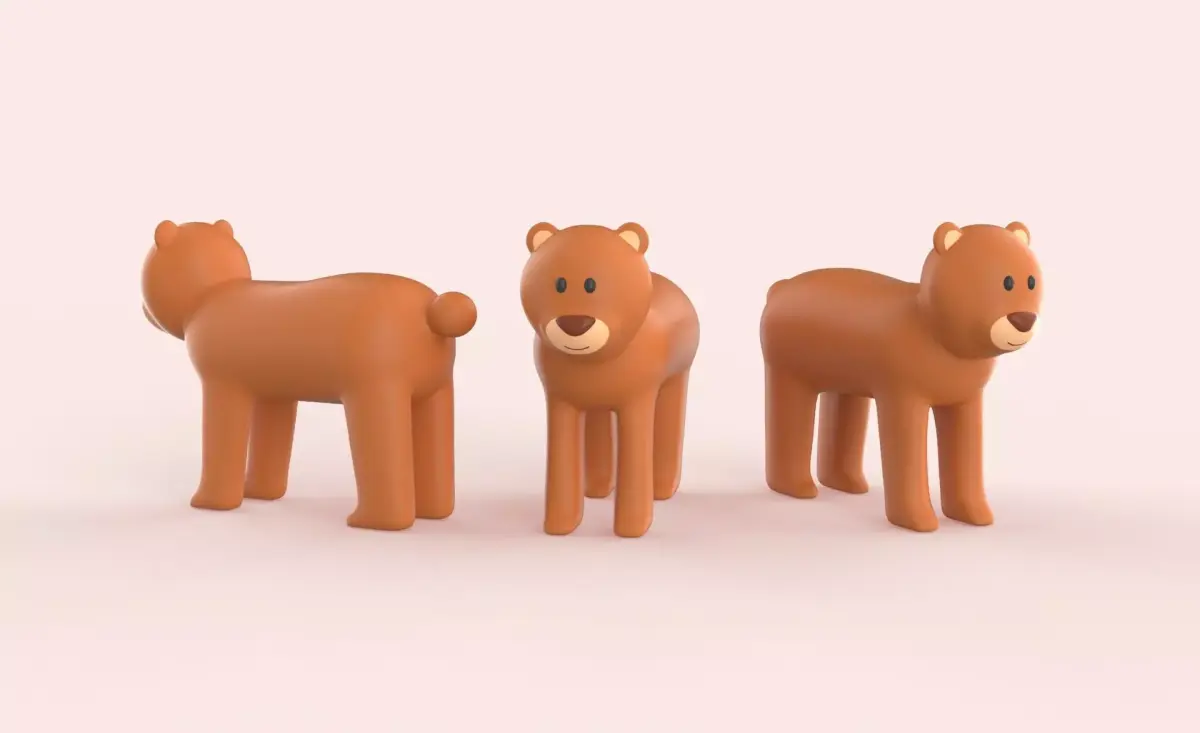 Cartoon Bear Animal Style Cute Low-poly 3D model