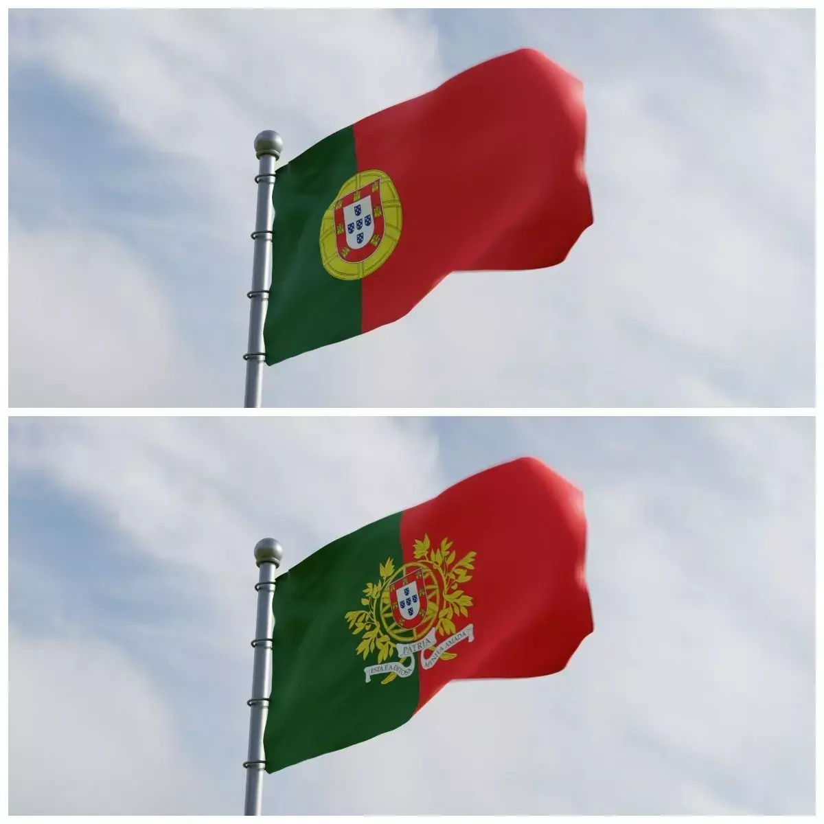 Animated Portugal Flags 3D model