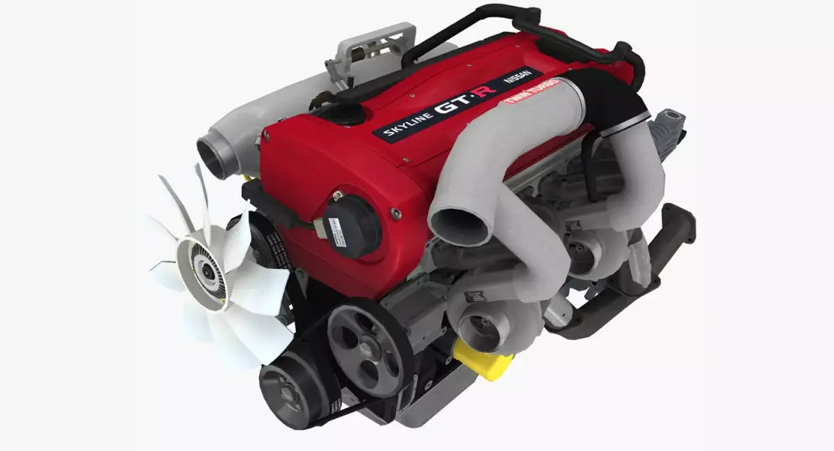 Nissan RB26DETT R34 GTR engine Low-poly 3D model