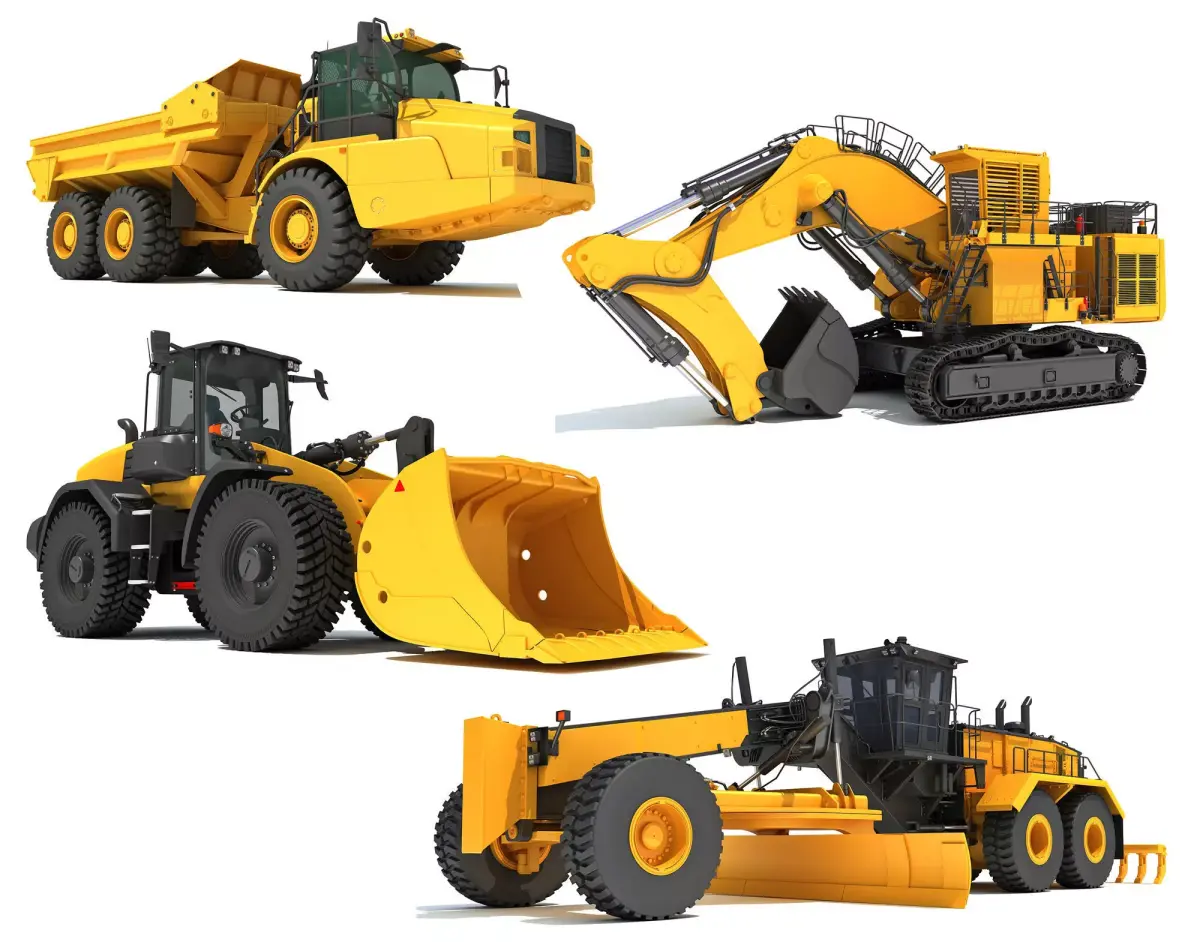 Heavy Construction Machinery Equipment 3D Model Pack