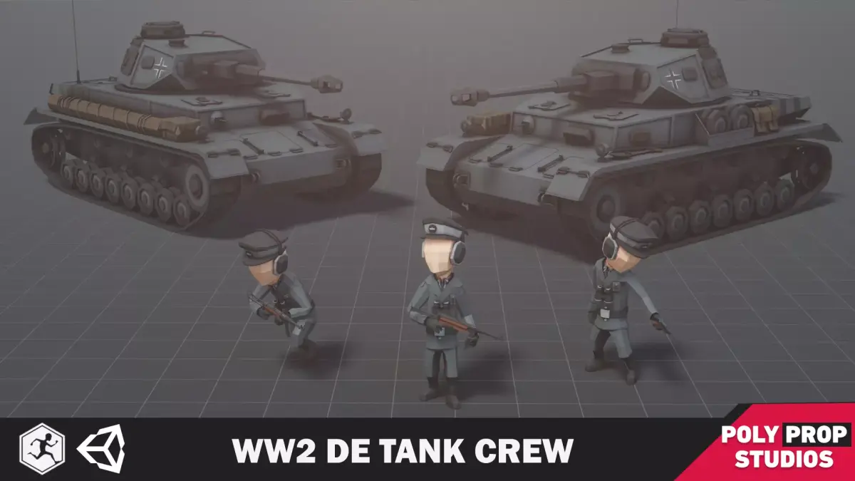 WW2 DE Tank Crew Low-poly 3D model