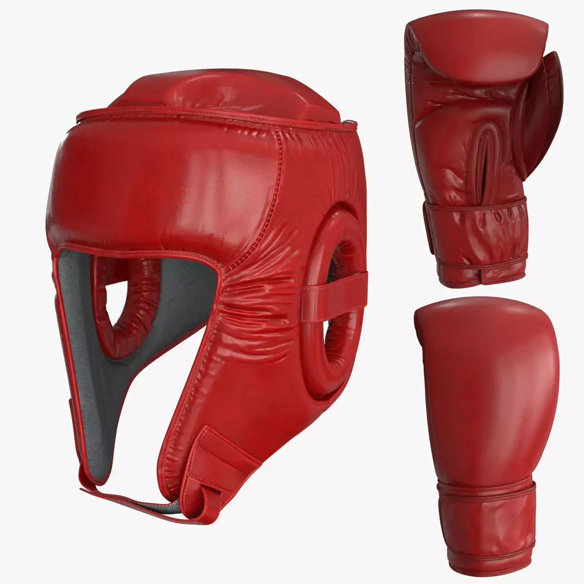 3D Boxing Gloves Head Guard Collection Low-poly 3D model
