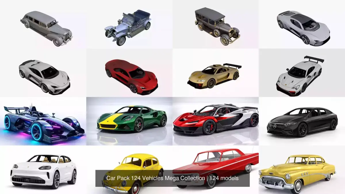 Car Pack 124 Vehicles Mega Collection