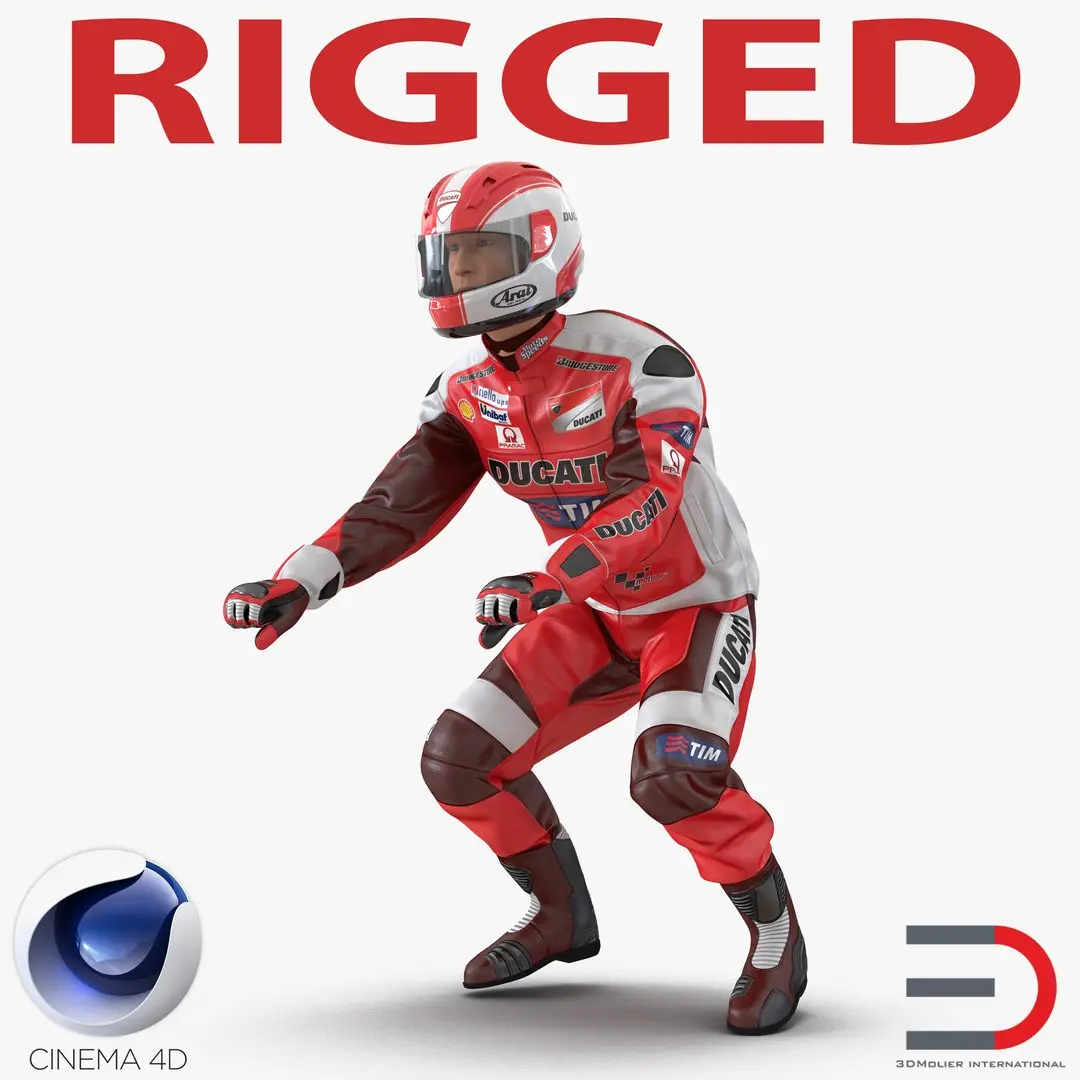 Motorcycle Rider 2 Rigged for Cinema 4D 3D model