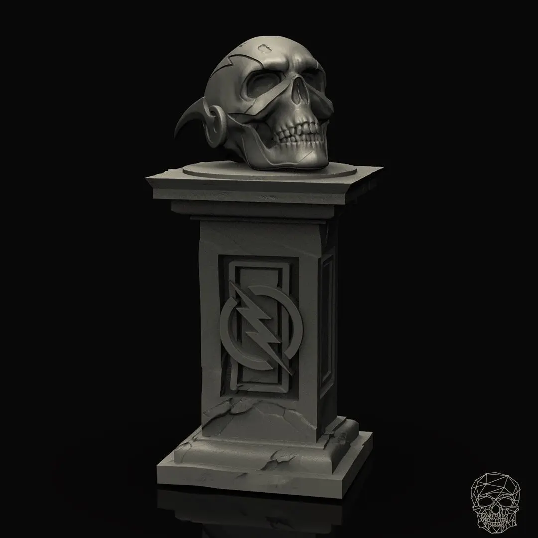 Flash Skull on pedestal Free 3D print model