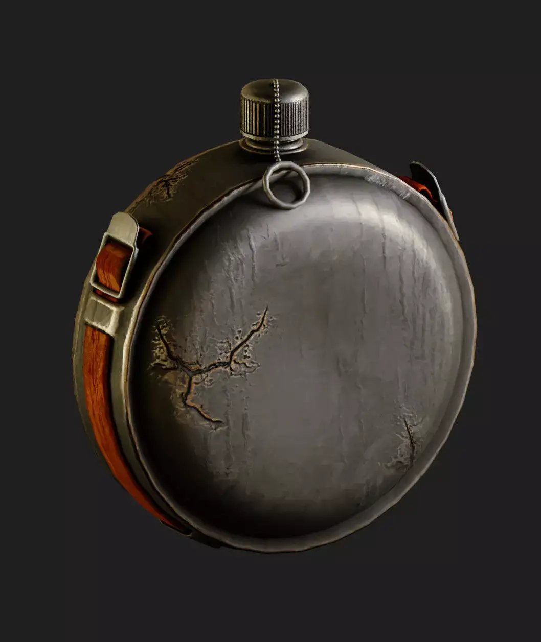 Old Military Metal Canteen Bottle Low-poly 3D model