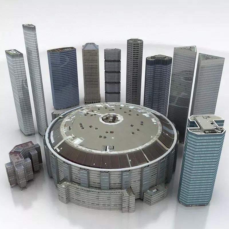 10 Buildings A Low-poly 3D model