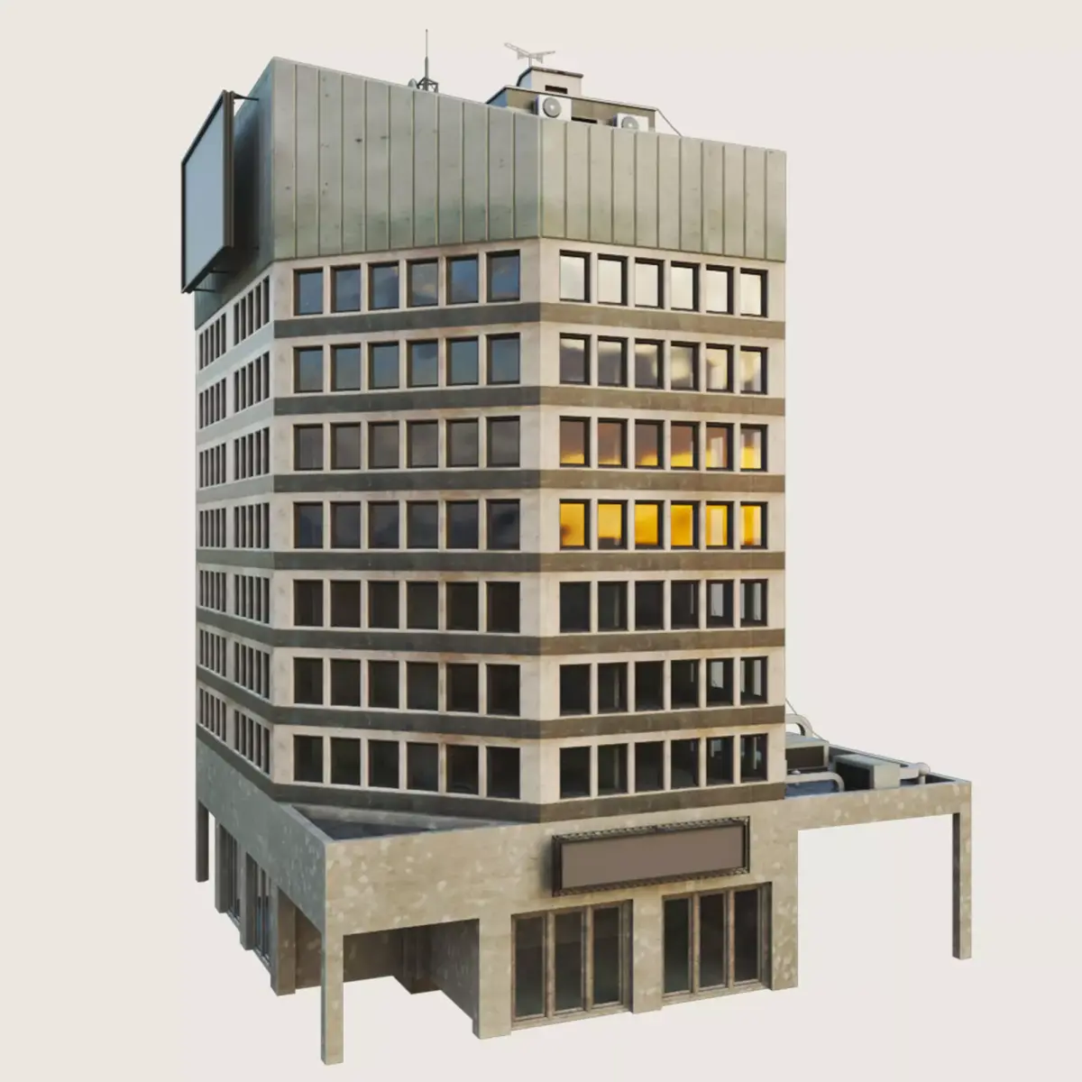 Building Skyscraper City Town Downtown Office Space Work Street Low-poly 3D model order