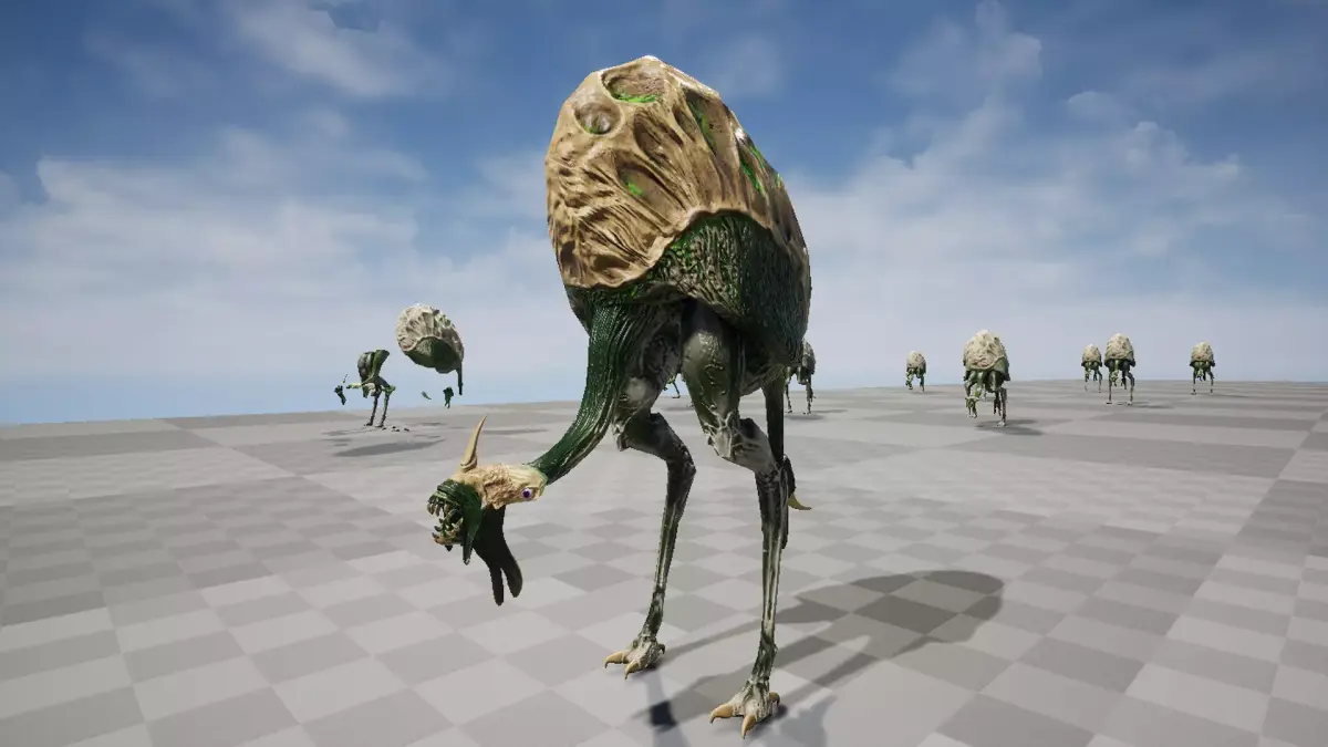 Ostrich Dinosaur Velociraptor Monster 4 Low-poly 3D model