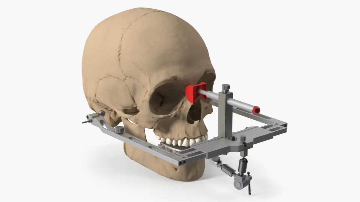 Dental Facebow Assembly on Skull 3D model