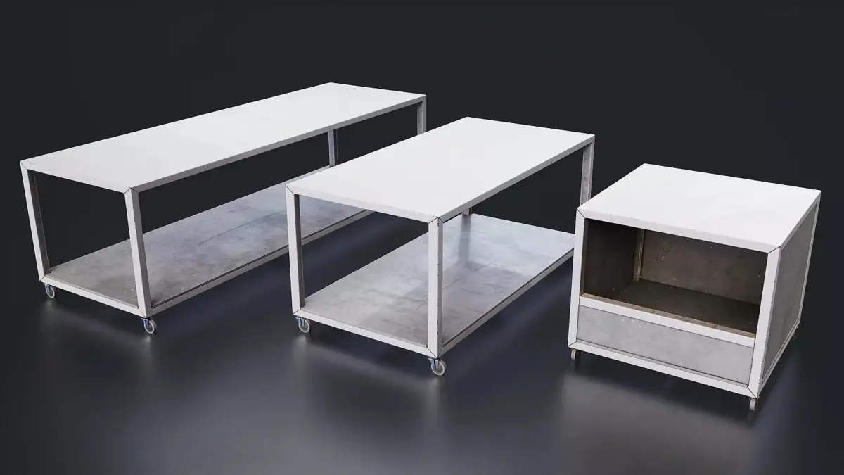 Industrial Metal Work Table Set Low-poly 3D model