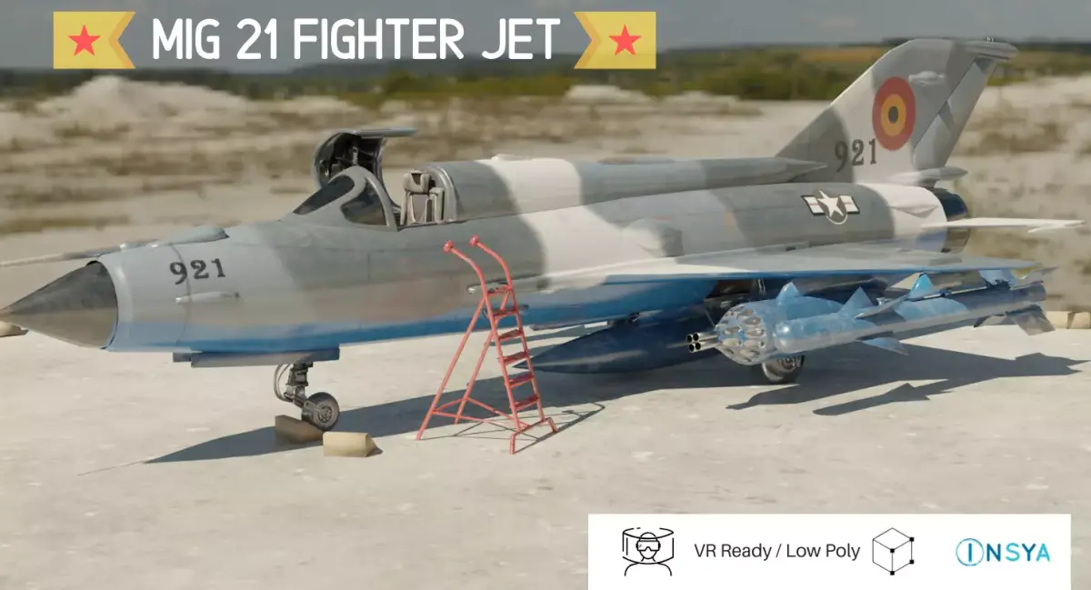MiG 21 - Rigged and Animated - with Interior - M3 Low-poly 3D model