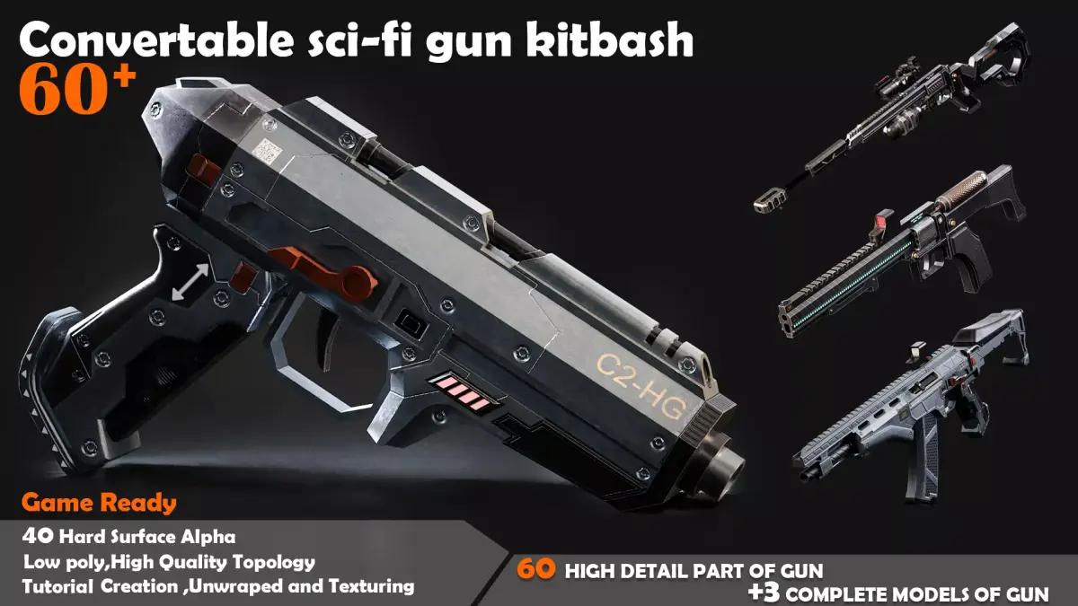Convertable Sci-fi Kitbash Low-poly 3D model