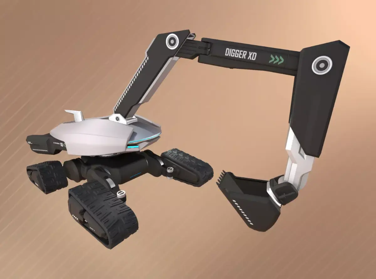 Robotic Excavator Set Low-poly 3D model