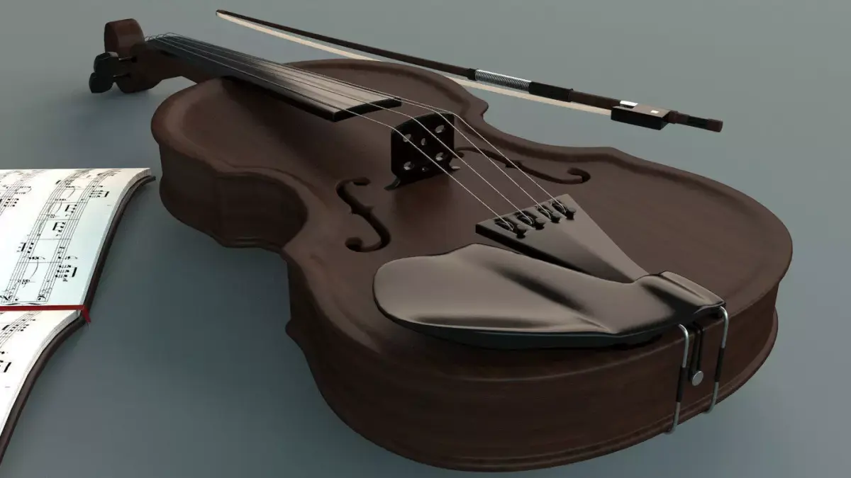 Violin and open book 3D model