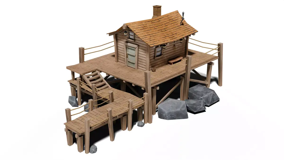 Fishing Shack Low-poly 3D model