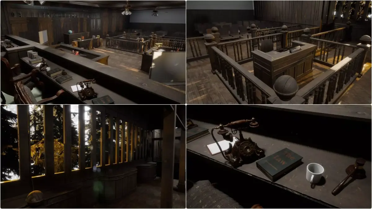 The Old Courtroom Detailed Justice Hall Interior Environment 3D model