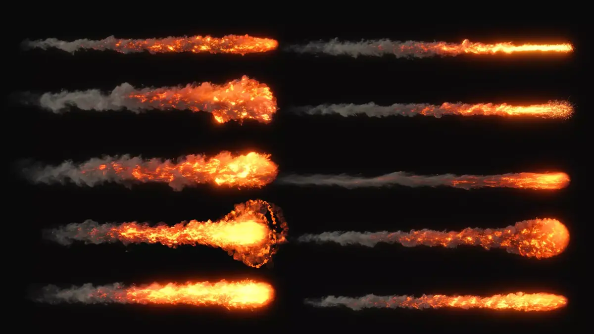 High Resolution Smoke Fire Trail Animations 3D model