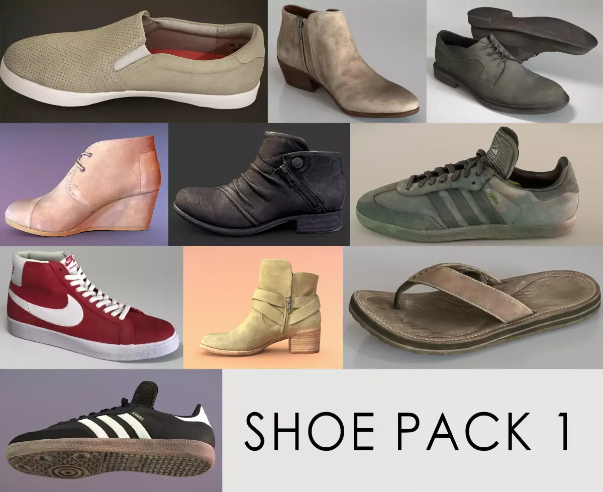 Shoe Pack 1 Low-poly 3D model