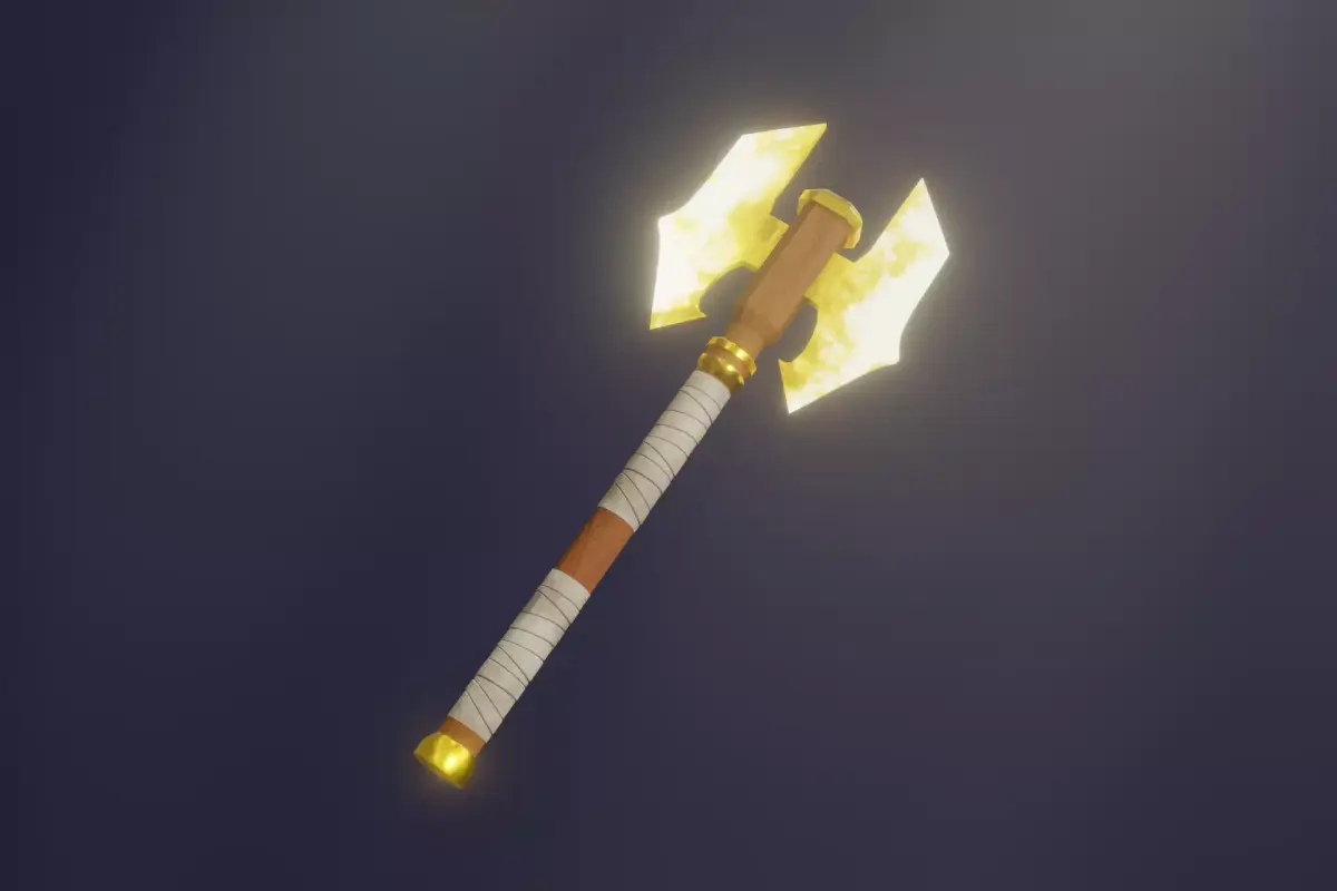 Double Bit Light  Axe - Elemental Battle Axe - Model 01 Low-poly 3D model