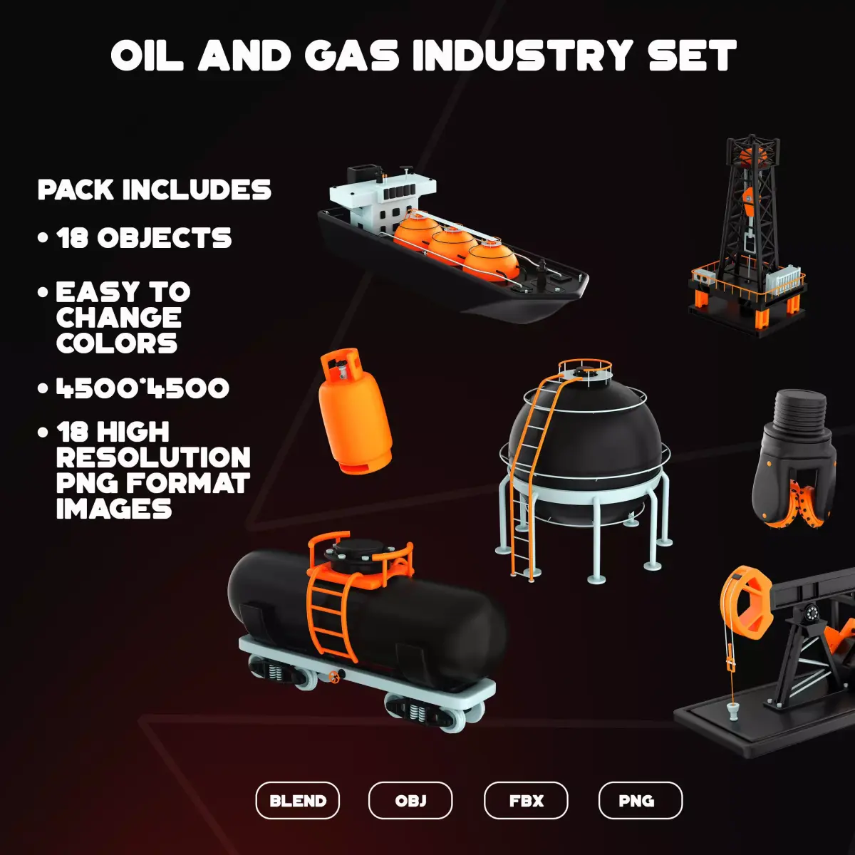 Oil and Gas Industry Set 3D model