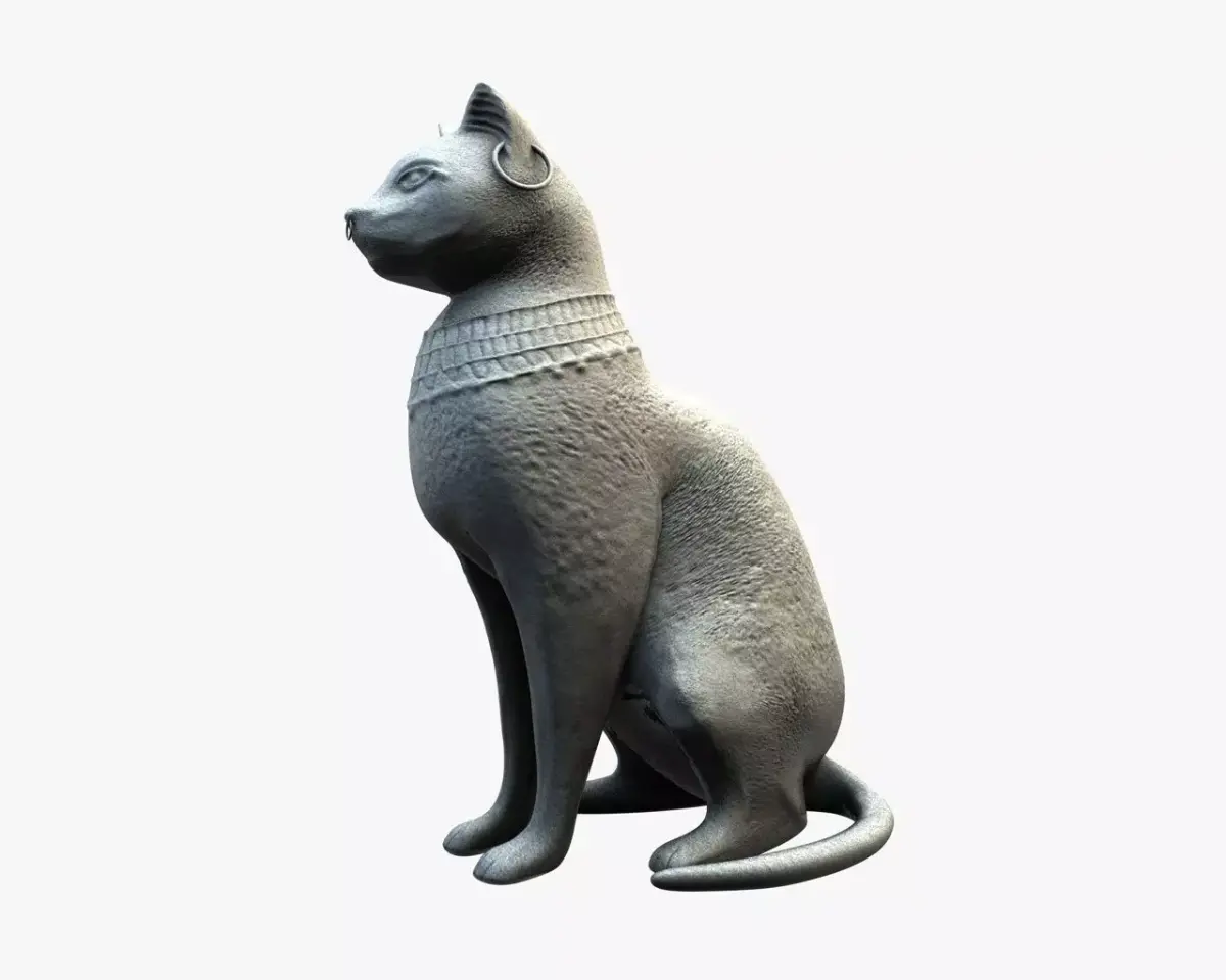 Egyptian cat statue Low-poly 3D model